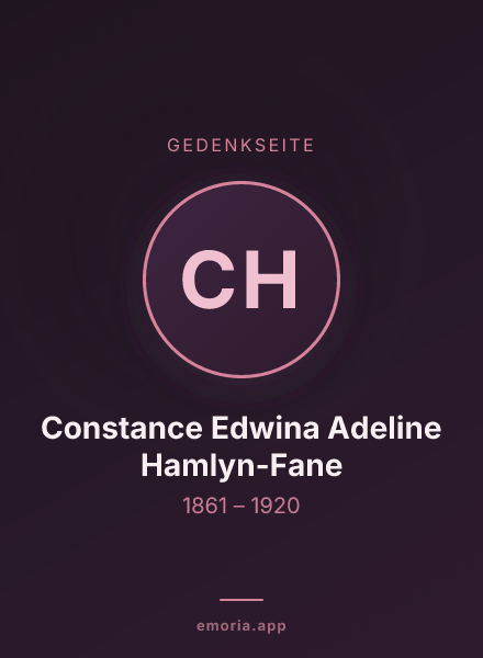 Gedenkportrait von Constance Edwina Adeline Hamlyn-Fane