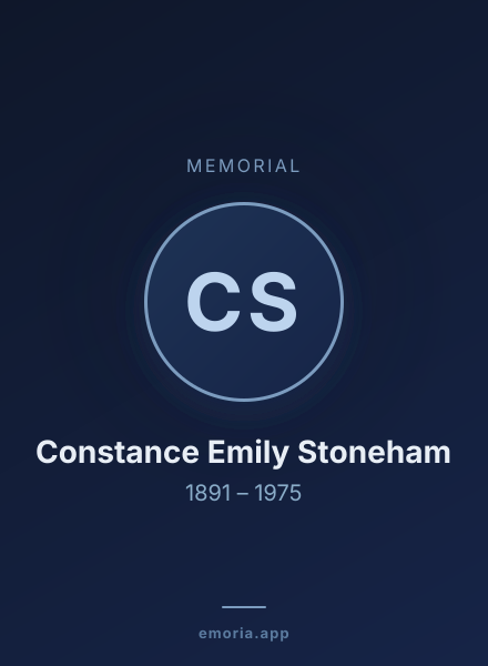 Memorial portrait of Constance Emily Stoneham