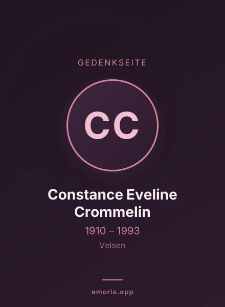 Gedenkportrait von Constance Eveline Crommelin