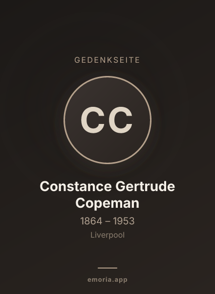Gedenkportrait von Constance Gertrude Copeman