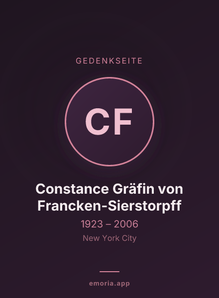 Gedenkportrait von Constance Gräfin von Francken-Sierstorpff