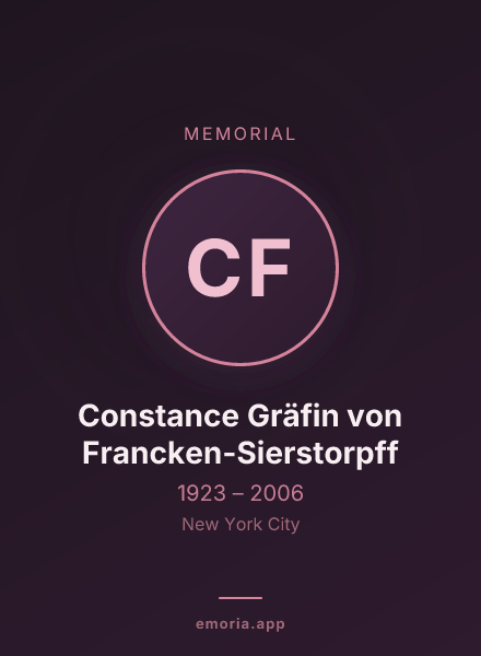 Memorial portrait of Constance Gräfin von Francken-Sierstorpff