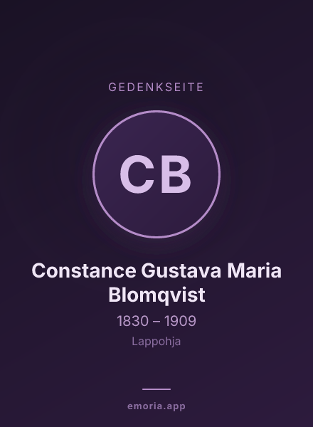 Gedenkportrait von Constance Gustava Maria Blomqvist