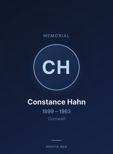 Memorial portrait of Constance Hahn