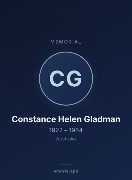 Memorial portrait of Constance Helen Gladman