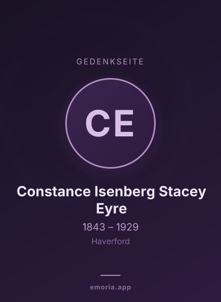 Gedenkportrait von Constance Isenberg Stacey Eyre