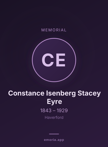 Memorial portrait of Constance Isenberg Stacey Eyre