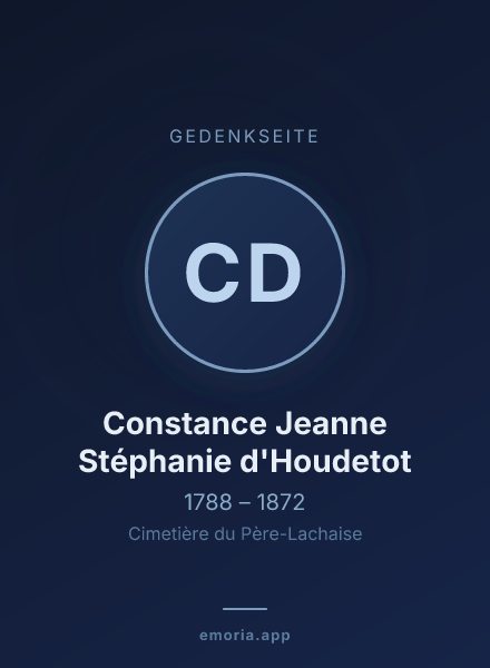 Gedenkportrait von Constance Jeanne Stéphanie d'Houdetot