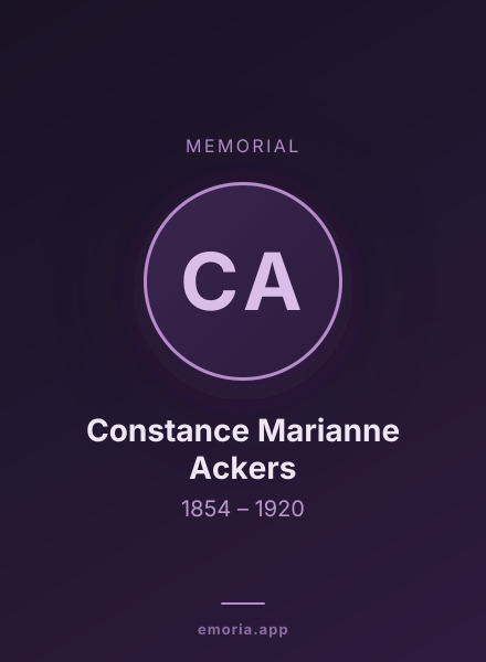 Memorial portrait of Constance Marianne Ackers