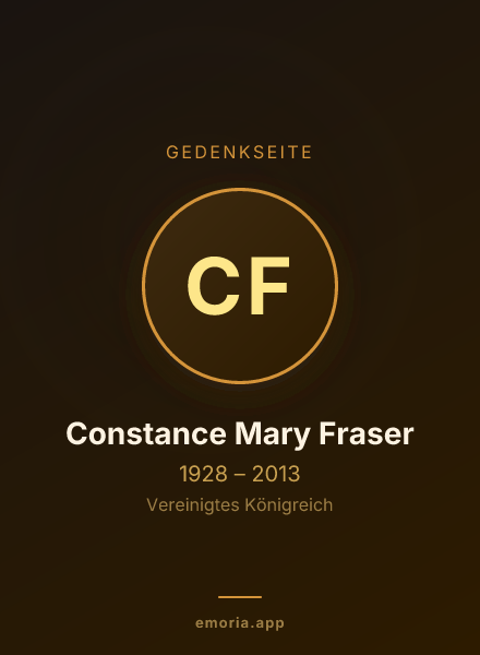 Gedenkportrait von Constance Mary Fraser