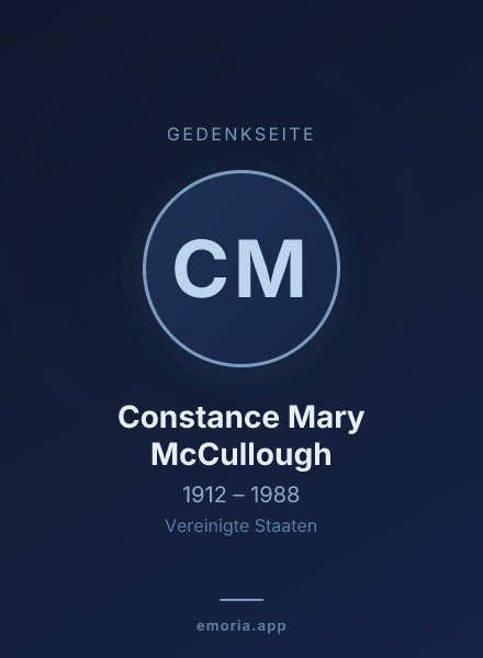 Gedenkportrait von Constance Mary McCullough
