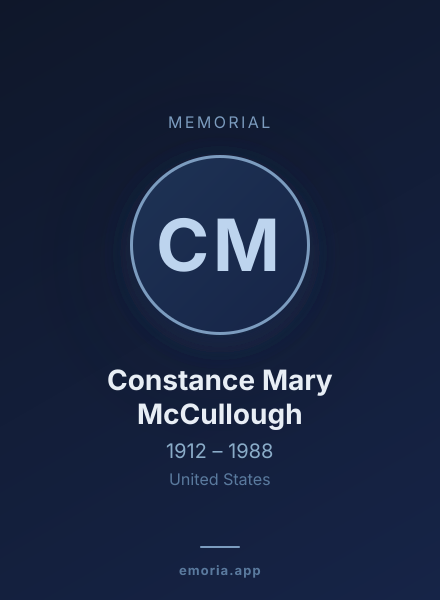 Memorial portrait of Constance Mary McCullough