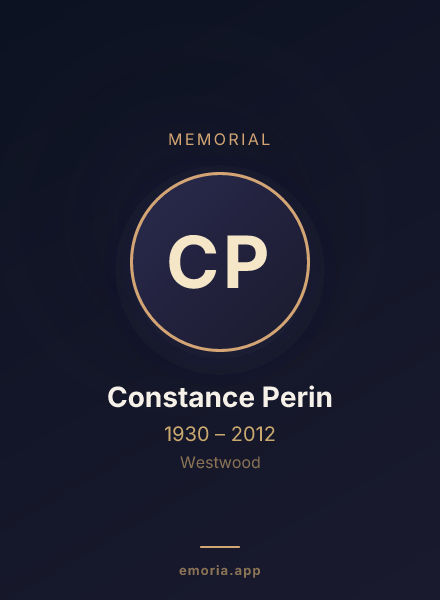 Memorial portrait of Constance Perin