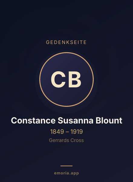 Gedenkportrait von Constance Susanna Blount