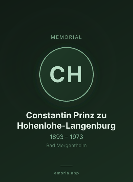 Memorial portrait of Constantin Prinz zu Hohenlohe-Langenburg