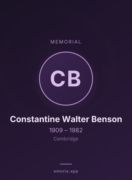 Memorial portrait of Constantine Walter Benson