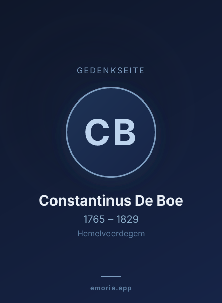 Gedenkportrait von Constantinus De Boe