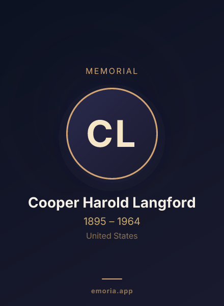 Memorial portrait of Cooper Harold Langford