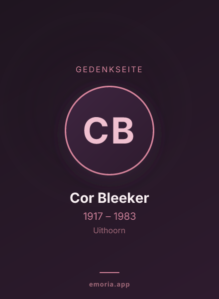 Gedenkportrait von Cor Bleeker