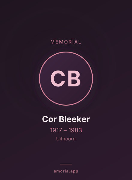 Memorial portrait of Cor Bleeker