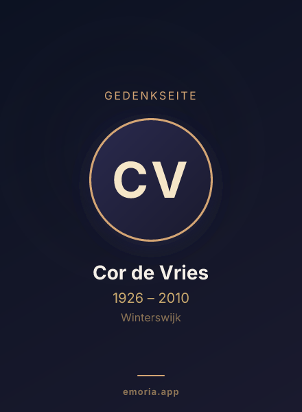 Gedenkportrait von Cor de Vries