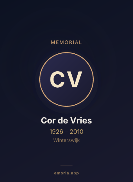 Memorial portrait of Cor de Vries