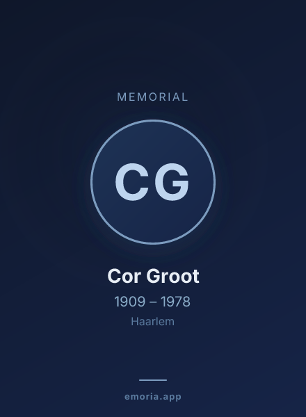 Memorial portrait of Cor Groot