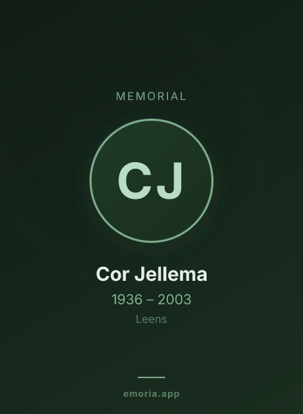 Memorial portrait of Cor Jellema