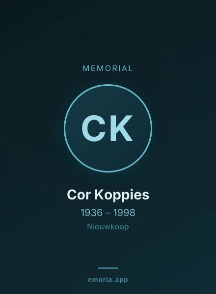 Memorial portrait of Cor Koppies