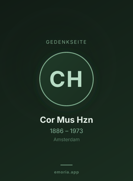 Gedenkportrait von Cor Mus Hzn