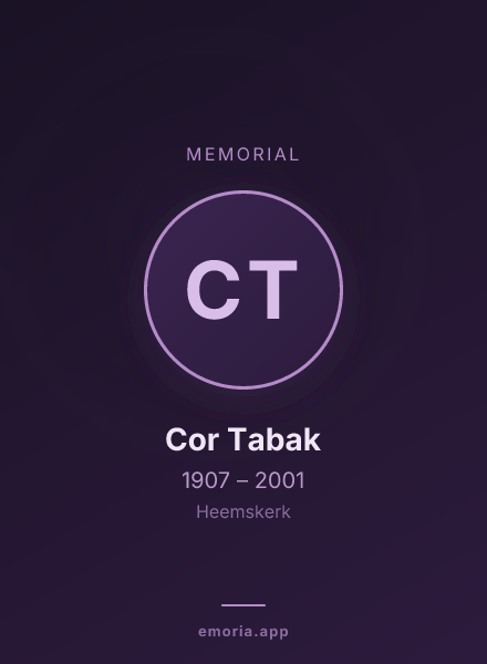 Memorial portrait of Cor Tabak