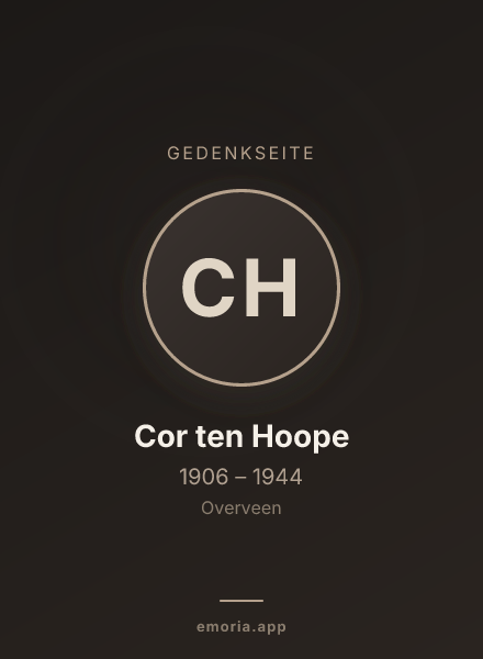 Gedenkportrait von Cor ten Hoope