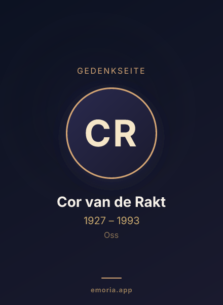 Gedenkportrait von Cor van de Rakt