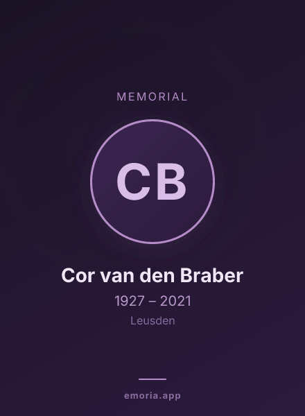 Memorial portrait of Cor van den Braber