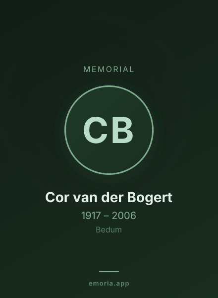 Memorial portrait of Cor van der Bogert