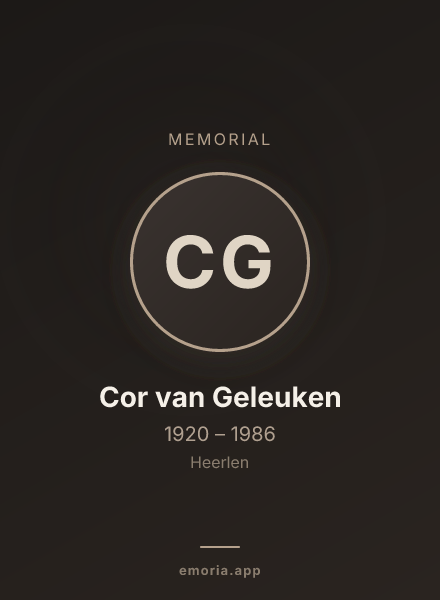 Memorial portrait of Cor van Geleuken