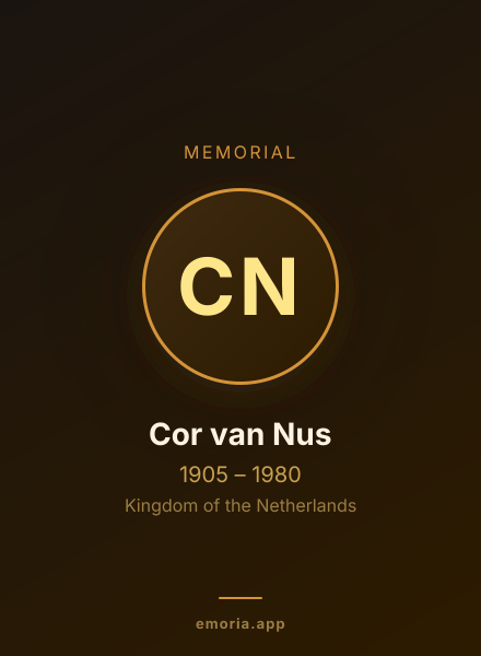 Memorial portrait of Cor van Nus