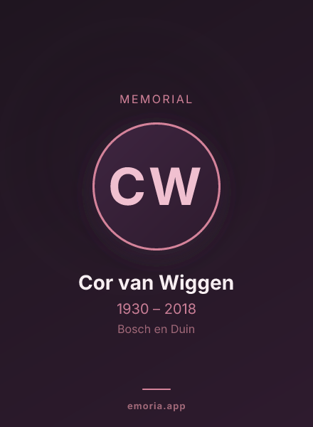 Memorial portrait of Cor van Wiggen