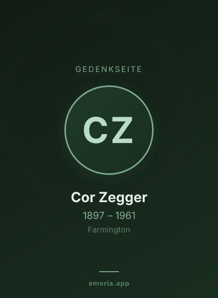 Gedenkportrait von Cor Zegger