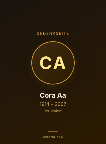 Gedenkportrait von Cora Aa