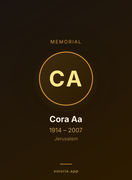 Memorial portrait of Cora Aa