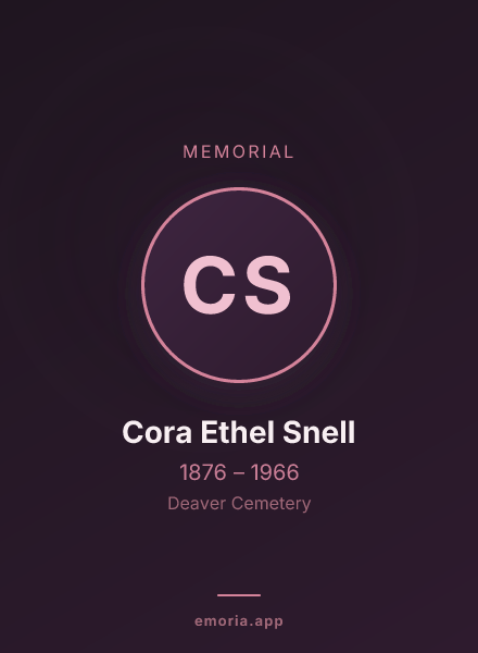 Memorial portrait of Cora Ethel Snell