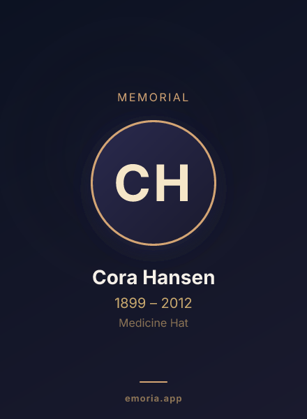 Memorial portrait of Cora Hansen