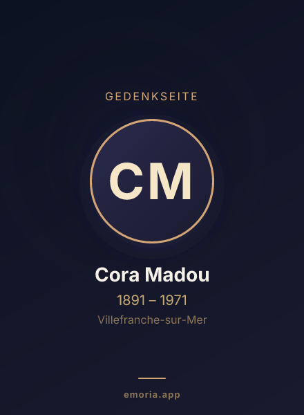 Gedenkportrait von Cora Madou