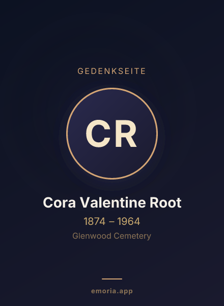 Gedenkportrait von Cora Valentine Root