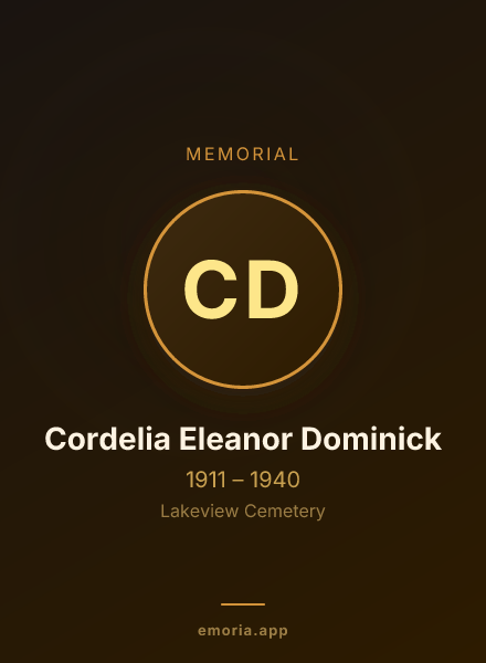 Memorial portrait of Cordelia Eleanor Dominick