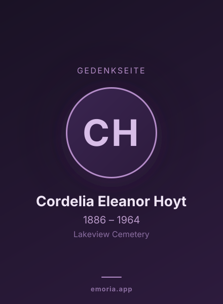 Gedenkportrait von Cordelia Eleanor Hoyt