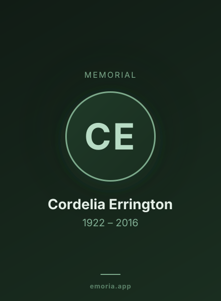 Memorial portrait of Cordelia Errington