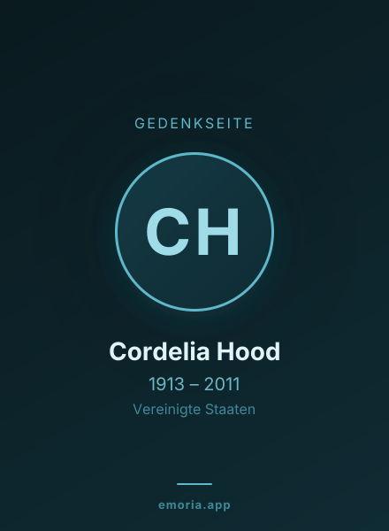 Gedenkportrait von Cordelia Hood