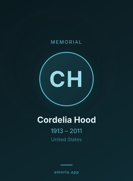 Memorial portrait of Cordelia Hood